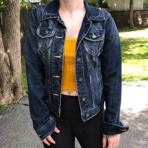 2.1 Denim dark wash distressed Jean jacket